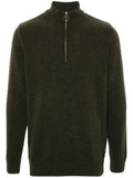 Barbour tartan-patch half-zip sweater