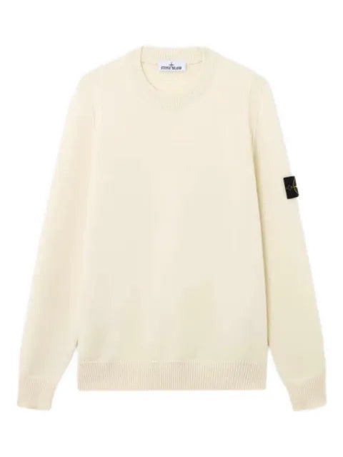 Stone Island 5100072 lambswool crewneck sweater with reverse stitch details