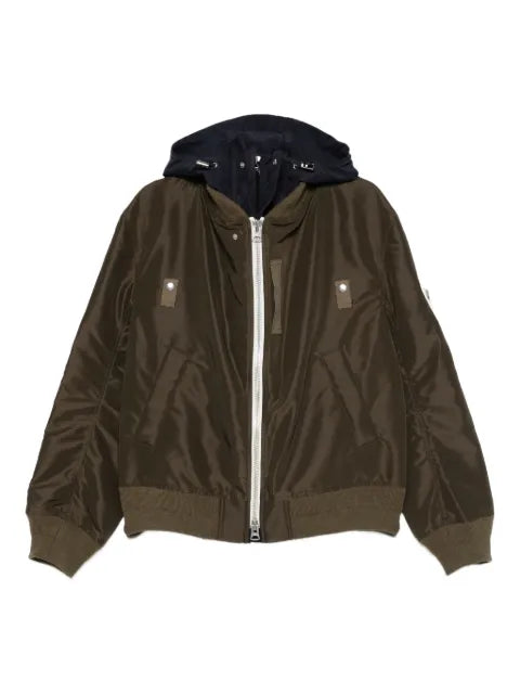 sacai hooded bomber jacket