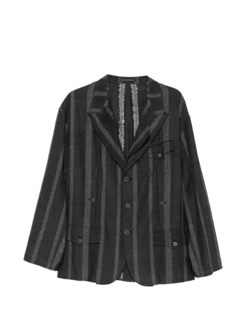 Yohji Yamamoto stripe-pattern notched-lapel blazer