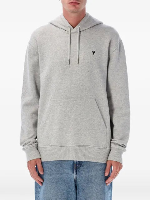 AMI Paris grey cotton hoodie with Ami de Coeur