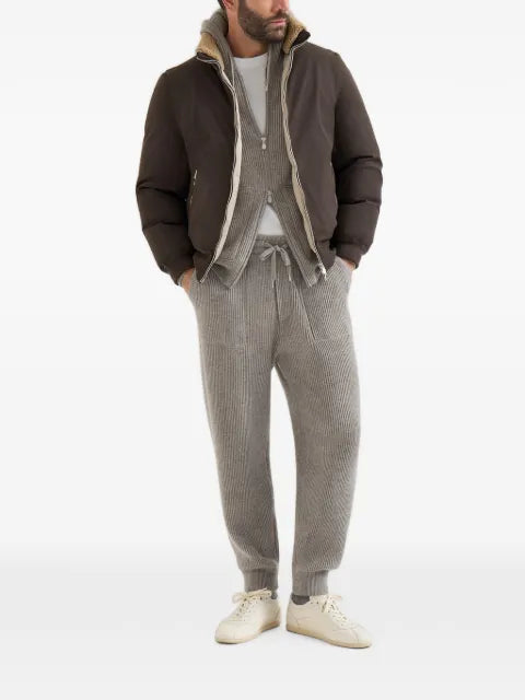 Brunello Cucinelli cashmere English Rib hoodie with logo and zipper