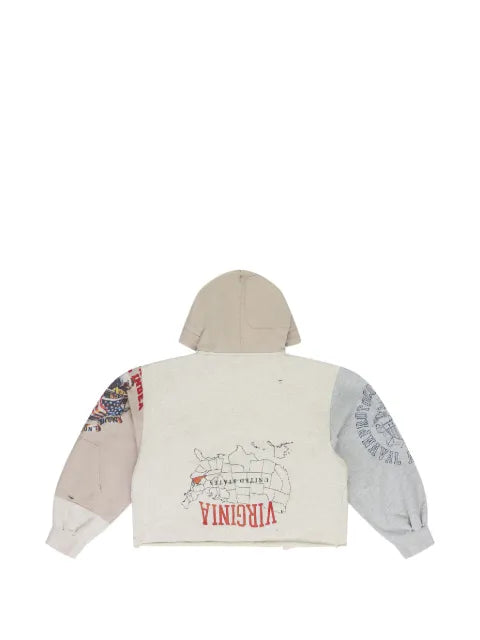 PROTOCOL INDEX patchwork distressed hoodie
