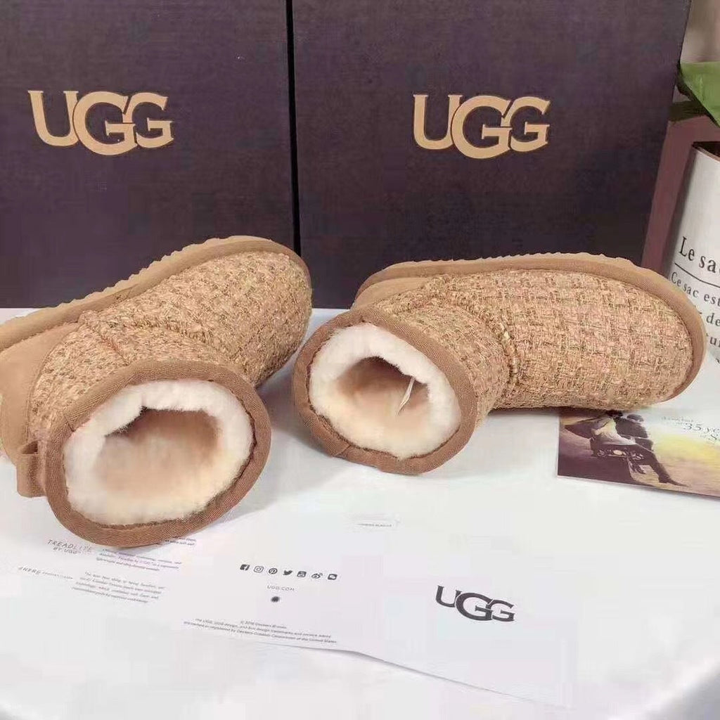 Kids Chanel-Style Snow Boots — Chic Chestnut | New Arrival | In Stock