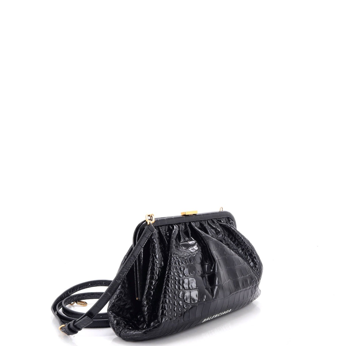 Cloud Clutch Crocodile Embossed Leather Large