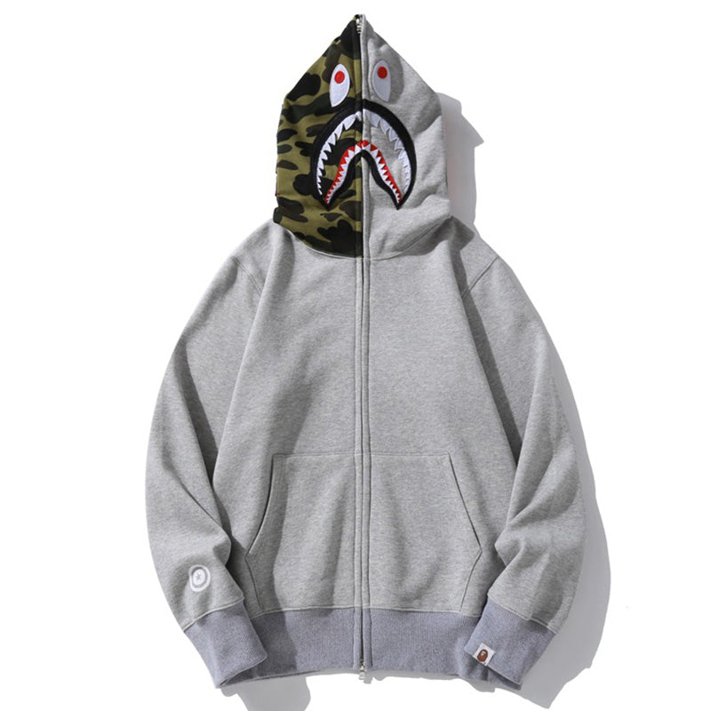 BAPE Camo Shark Hoodie - Black, Grey & Red