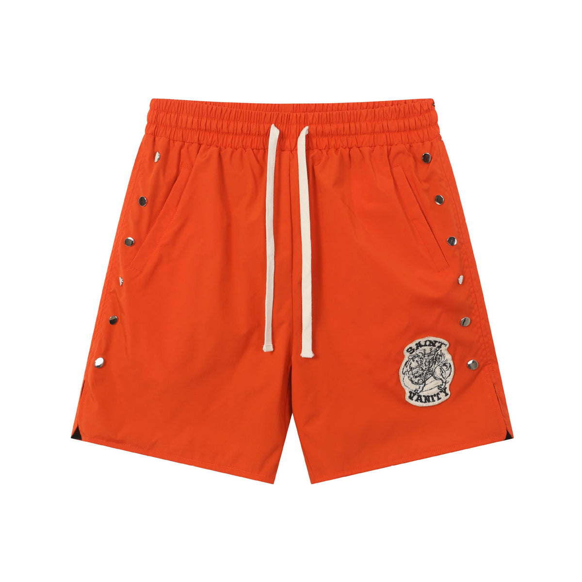 Saint Vanity Nylon Side Snap Patch Logo Drawstring Shorts Streetwear