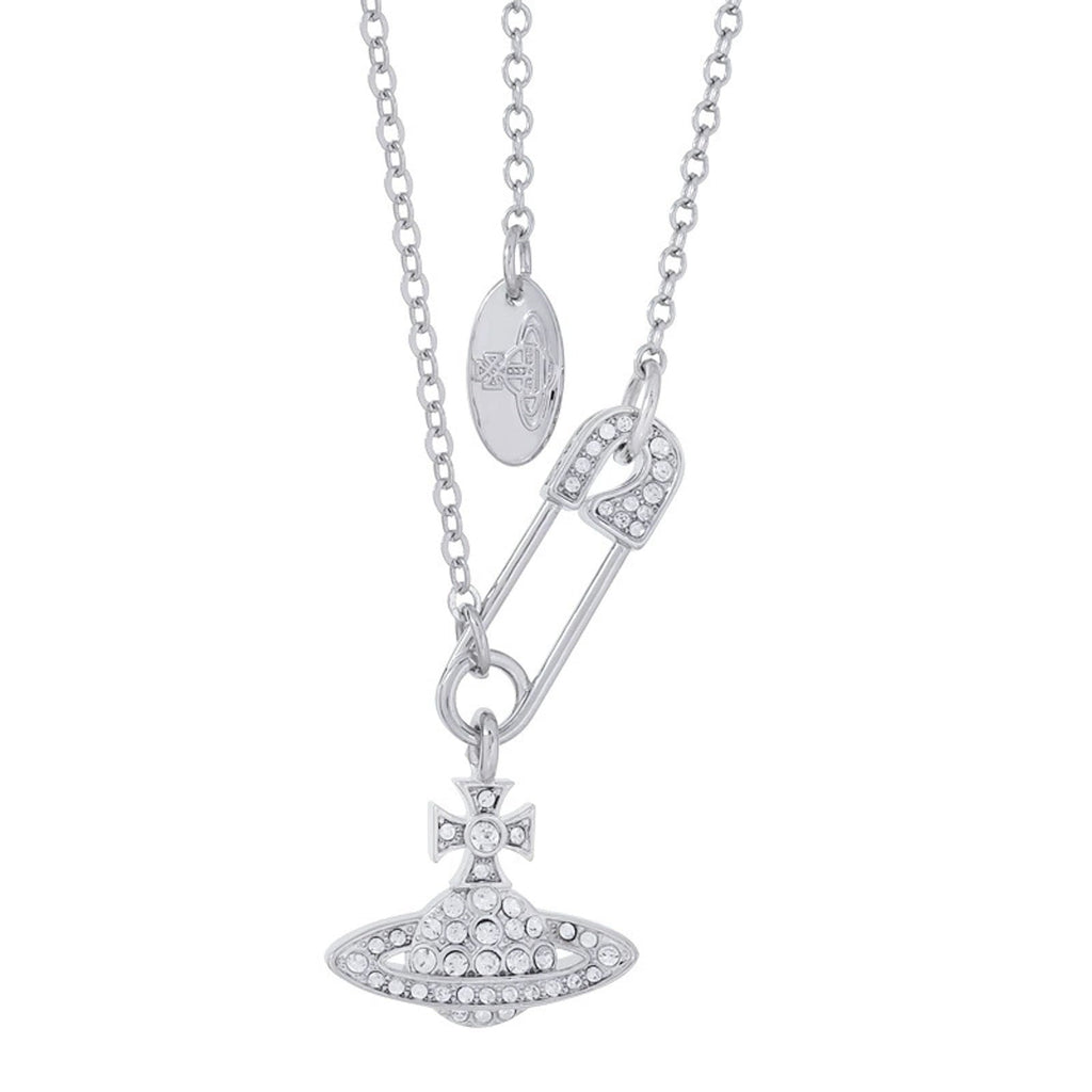 Vivienne Westwood Style Safety Pin Orb Chain Necklace
