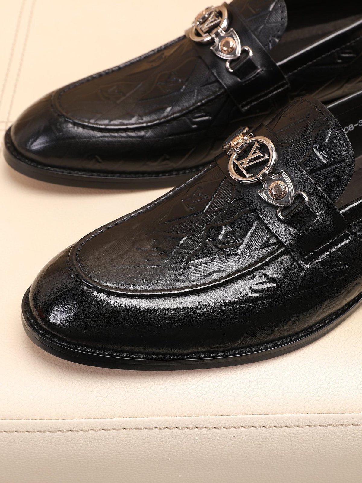 Louis Vuitton Black Embossed Loafers