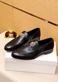 Versace Men's Black Embossed Hardware Loafers