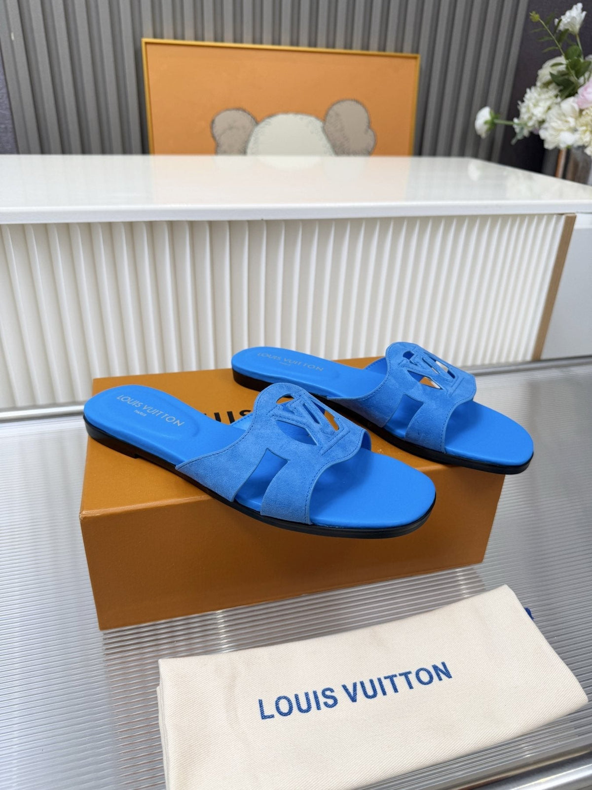 Louis Vuitton Cutout Logo Slide Sandals