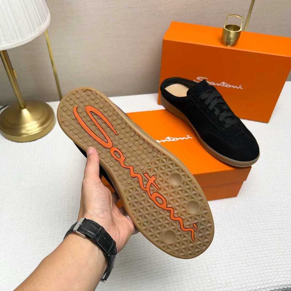 Santoni Perforated Low-Top Sneakers