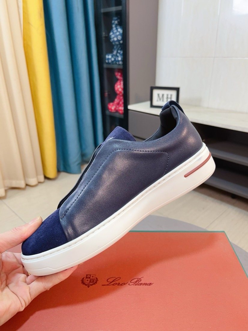 Loro Piana Contrast Stripe Low-Top Sneakers