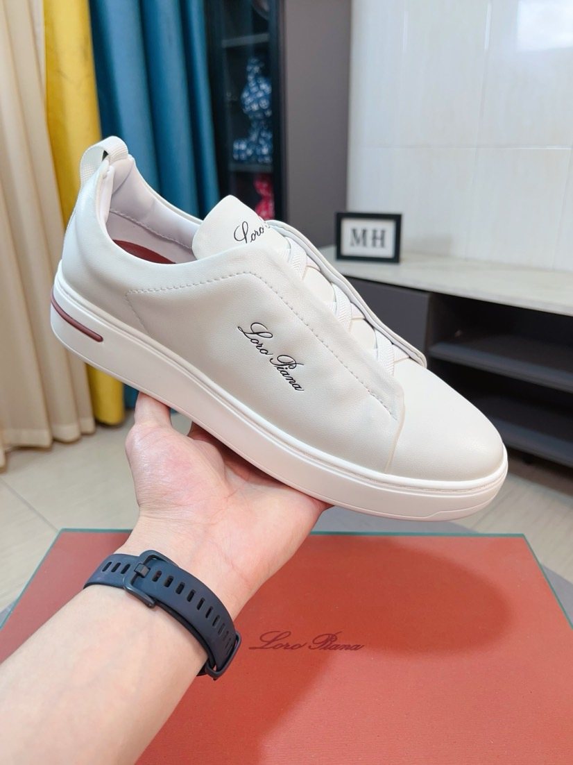 Loro Piana Contrast Stripe Low-Top Sneakers