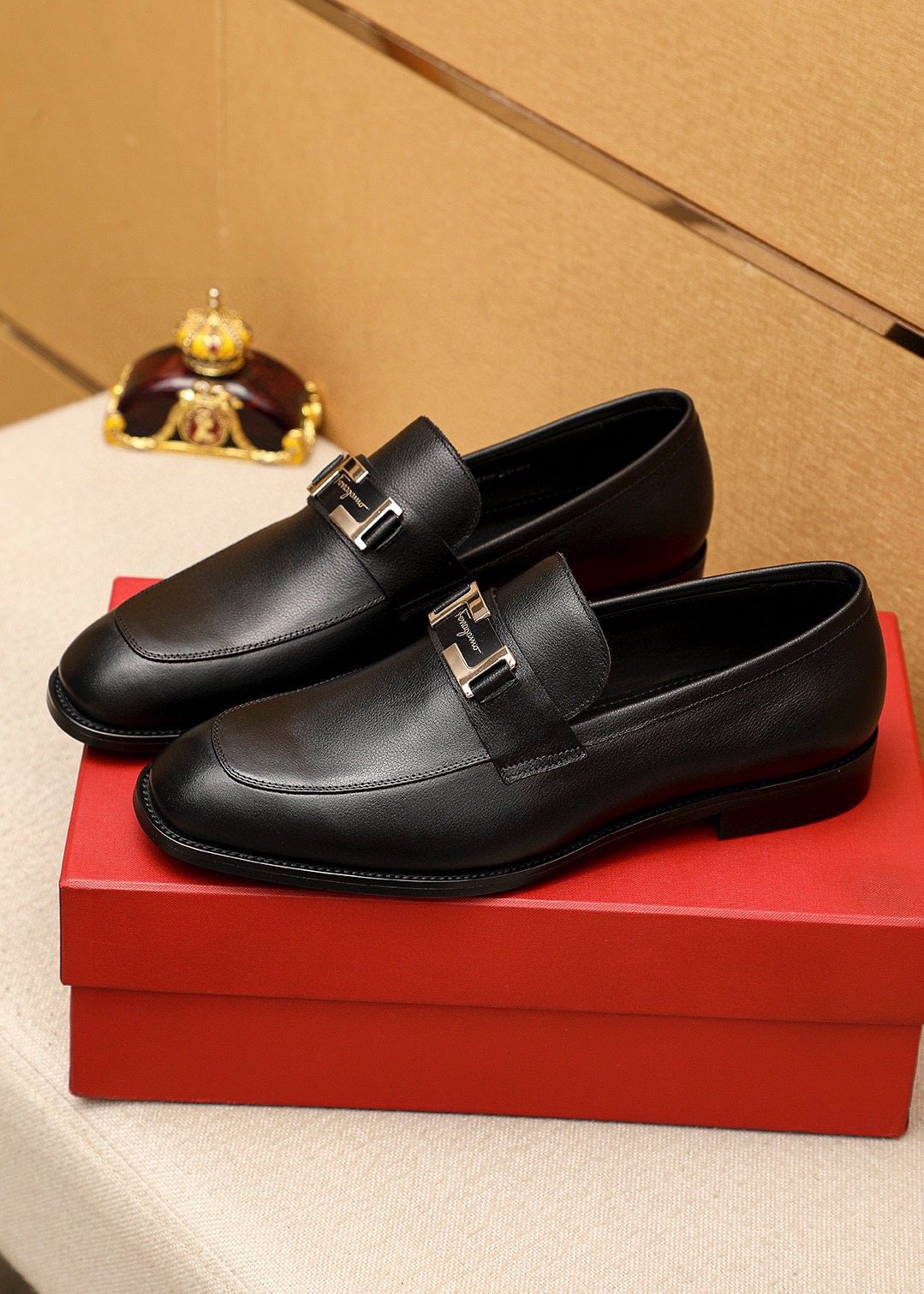 Ferragamo Black Buckle Loafers - Rubber Sole
